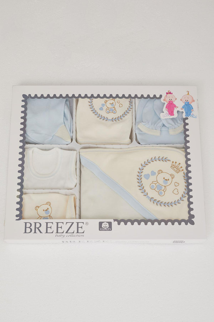 ملابس مستشفى BRE Breeze Baby Boy Hospital مكونة من 10 قطع King Bear مطرزة 0-3 أشهر، إكرو - ساحل النخيل