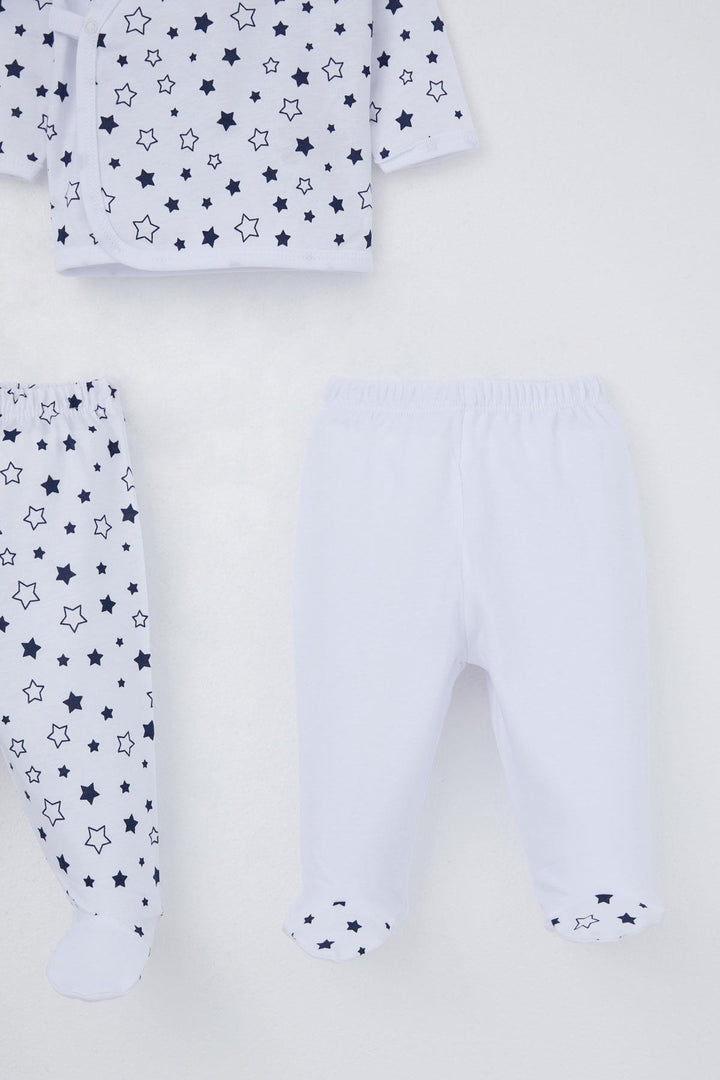 BRE Breeze Baby Boy Hospital Outfit 3-Piece Star Patterned 0-4 Months, White - Calimera