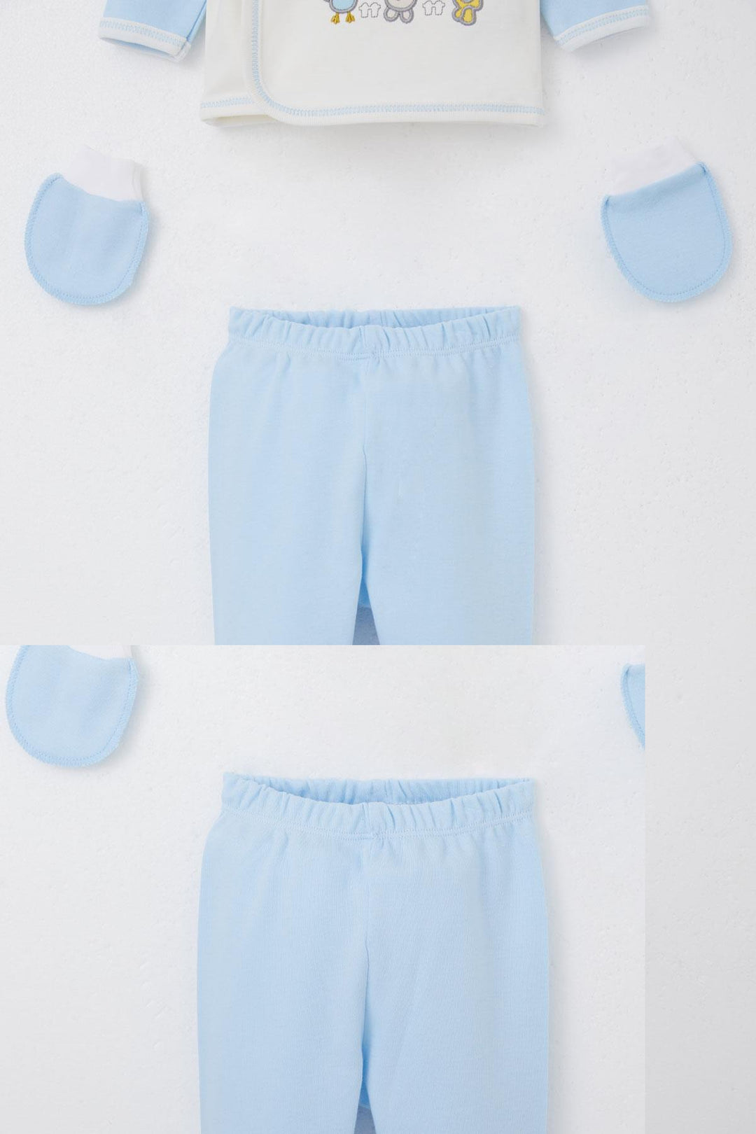 BRE Breeze Baby Boy Hospital Outfit 5 Piece Cute Animals Embroidered 0-3 Months, Ecru - Reus