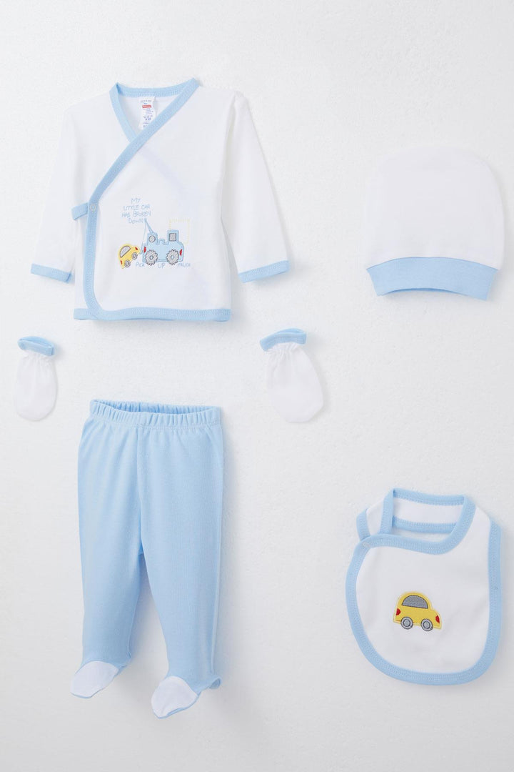 BRE Breeze Baby Boy Hospital Outfit 5 Piece Cute Little Car Rescuer 0-3 Months, Ecru - Schaumburg