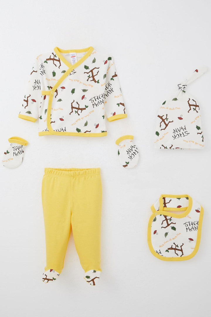 BRE Breeze Baby Boy Hospital Outfit 5 Piece Tree Man Patterned 0-3 Months, White - Danville