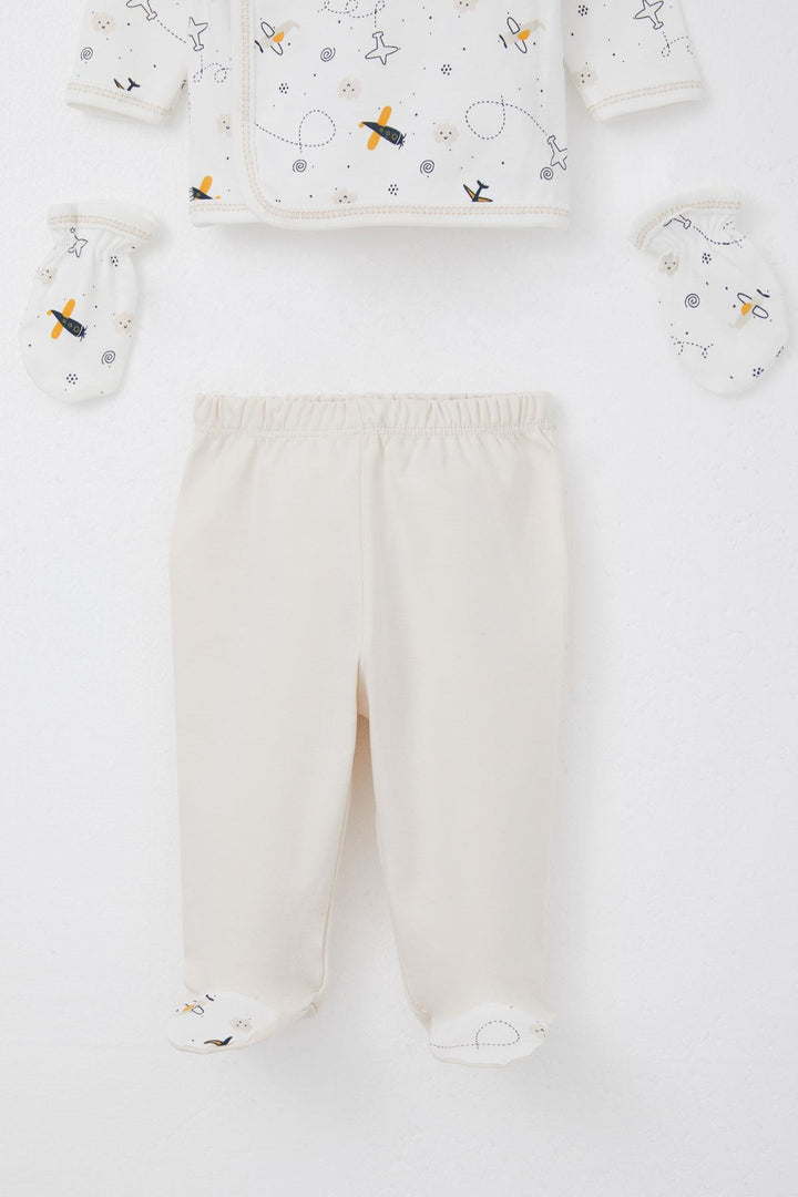 BRE Breeze Baby Boy Hospital Outfit 5 Piece Sky Explorer 0-3 Months, Ecru - Leduc