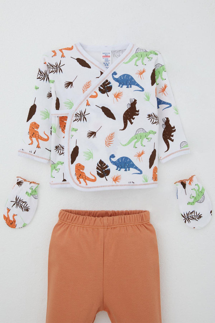 BRE Breeze Baby Boy Hospital Outfit 5 Piece Dinosaur Kingdom 0-3 Months, White - Lamía