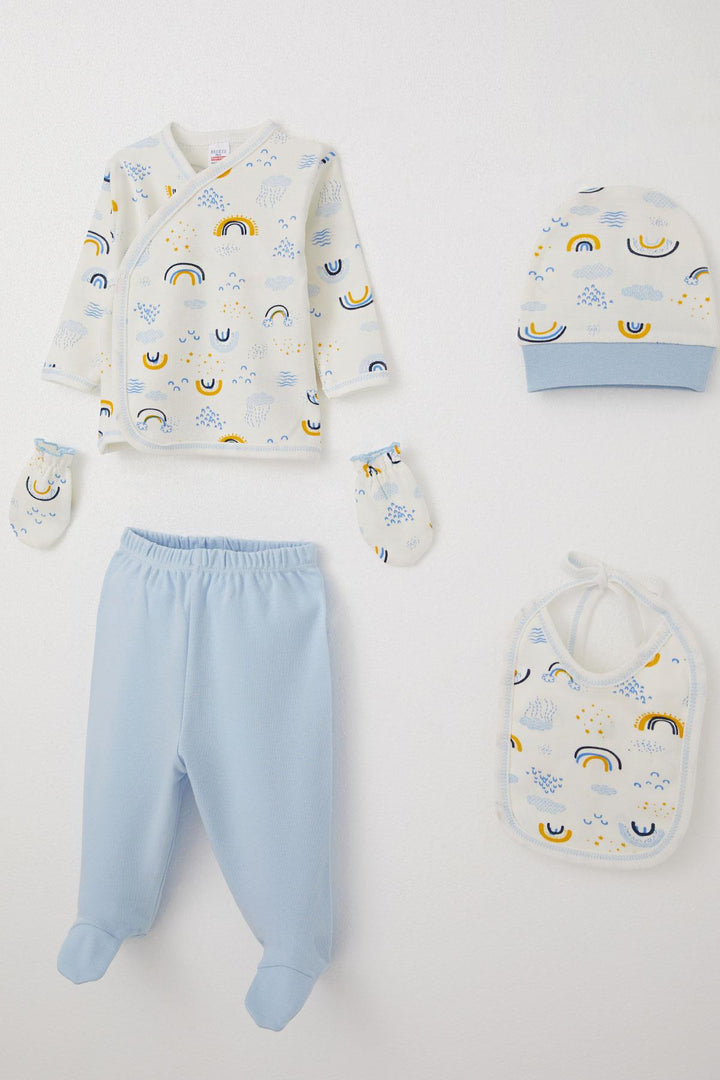 BRE Breeze Baby Boy Hospital Outfit 5 Piece Rainbow Sparkle 0-3 Months, White - Aalen