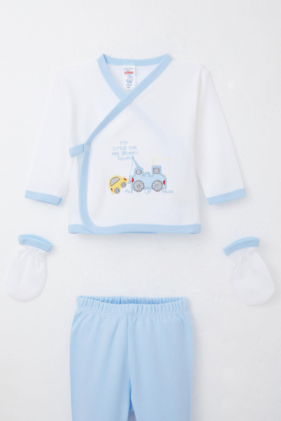 BRE Breeze Baby Boy Hospital Outfit 5 Piece Cute Little Car Rescuer 0-3 Months, Ecru - Schaumburg