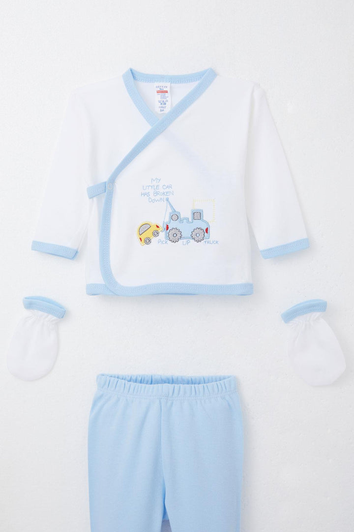 BRE Breeze Baby Boy Hospital Outfit 5 Piece Cute Little Car Rescuer 0-3 Months, Ecru - Schaumburg