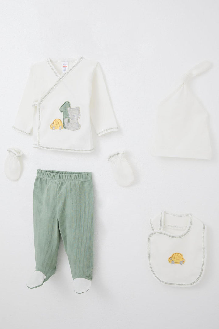 BRE Breeze Baby Boy Hospital Exit 5-Piece Patin Car Adventure 0-3 Months, Ecru - Greenacres