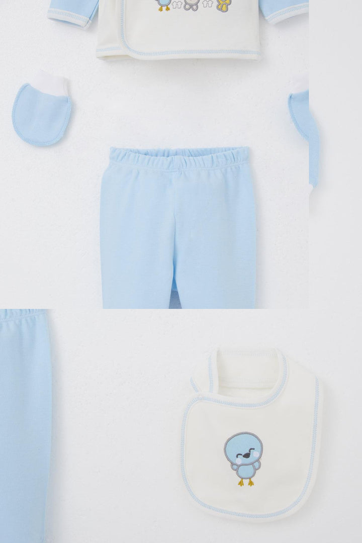 BRE Breeze Baby Boy Hospital Outfit 5 Piece Cute Animals Embroidered 0-3 Months, Ecru - Reus