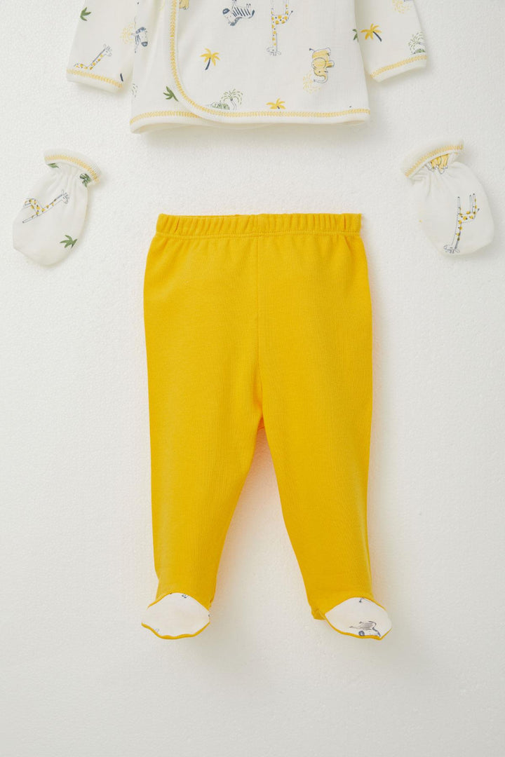 BRE Breeze Baby Boy Hospital Outfit 5-Piece Nature-Themed Cute Animals Patterned 0-3 Months, Ecru - Walnut Creek