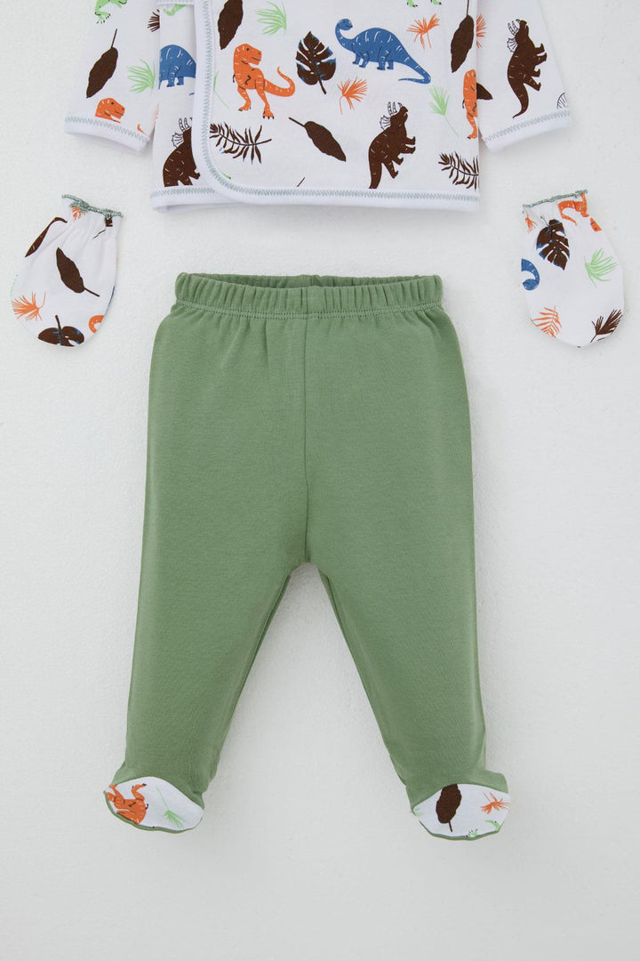 BRE Breeze Baby Boy Hospital Outfit 5 Piece Dinosaur Kingdom 0-3 Months, White - Doral