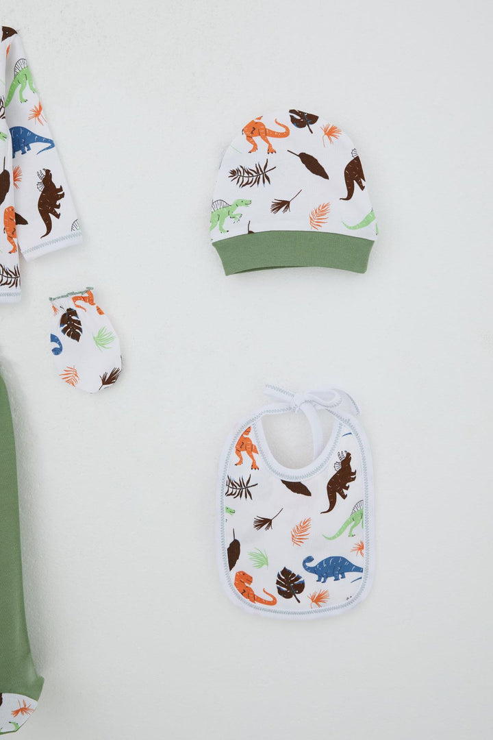 BRE Breeze Baby Boy Hospital Outfit 5 Piece Dinosaur Kingdom 0-3 Months, White - Doral