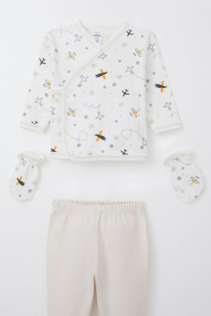 BRE Breeze Baby Boy Hospital Outfit 5 Piece Sky Explorer 0-3 Months, Ecru - Leduc