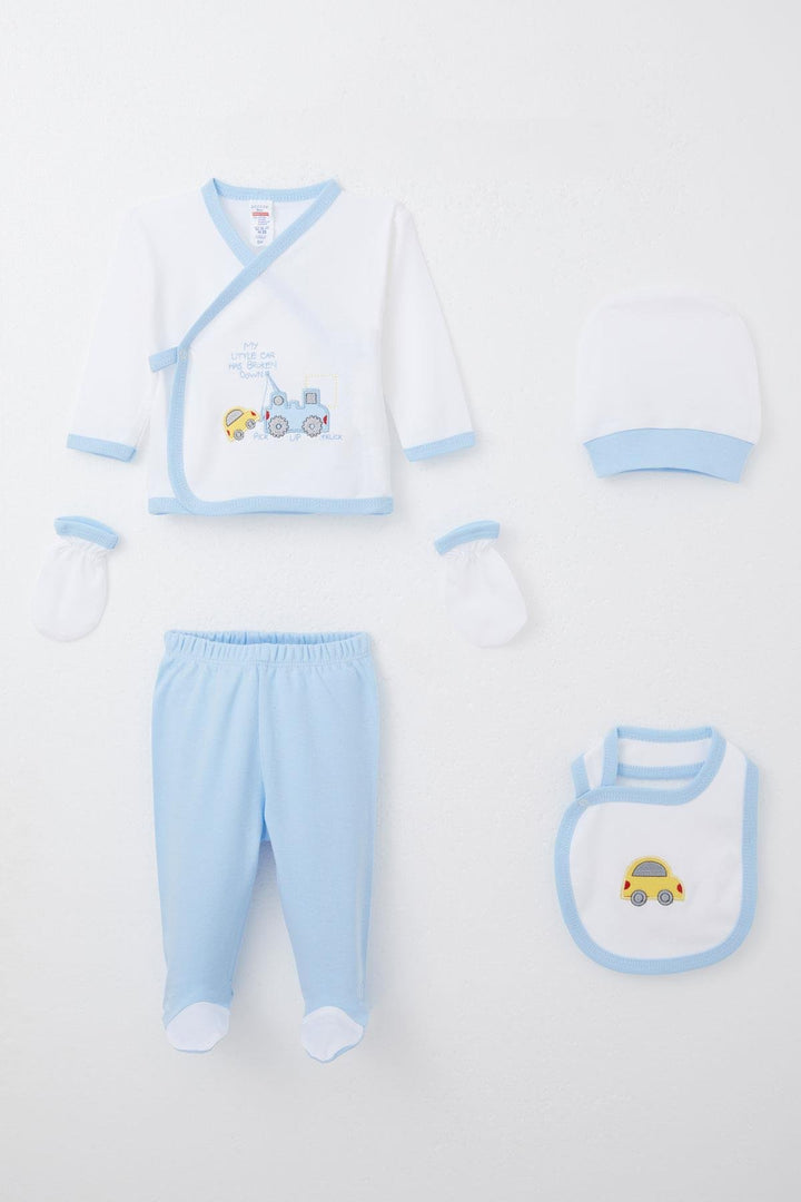 BRE Breeze Baby Boy Hospital Outfit 5 Piece Cute Little Car Rescuer 0-3 Months, Ecru - Schaumburg