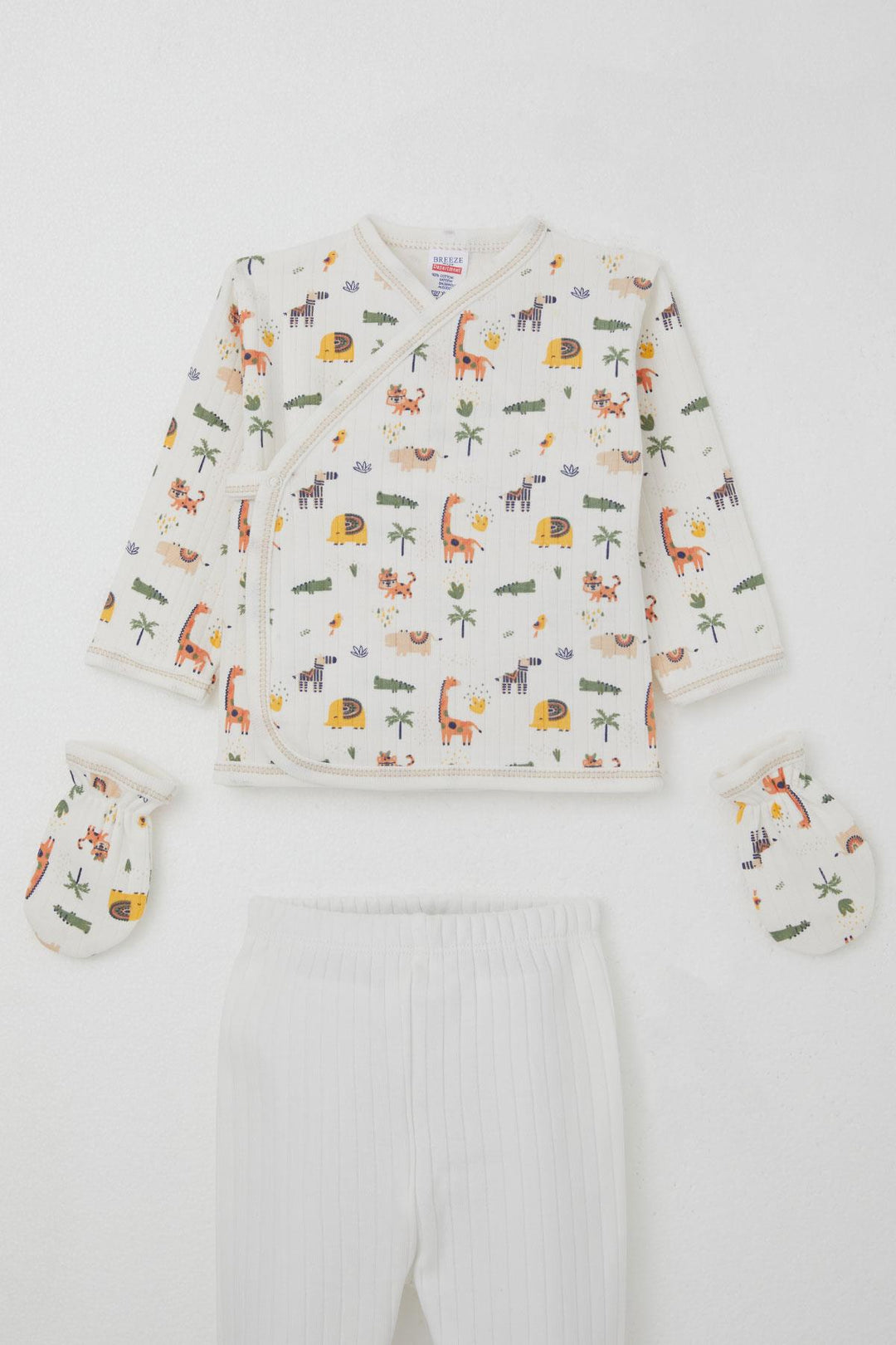BRE Breeze Baby Boy Hospital Outfit 5 Piece Baby Zoo 0-3 Months, Ecru - Botoşani