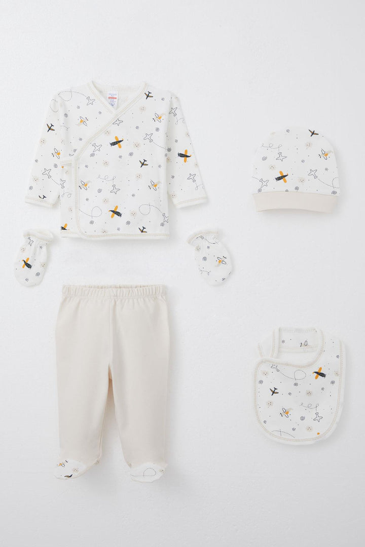 BRE Breeze Baby Boy Hospital Outfit 5 Piece Sky Explorer 0-3 Months, Ecru - Leduc