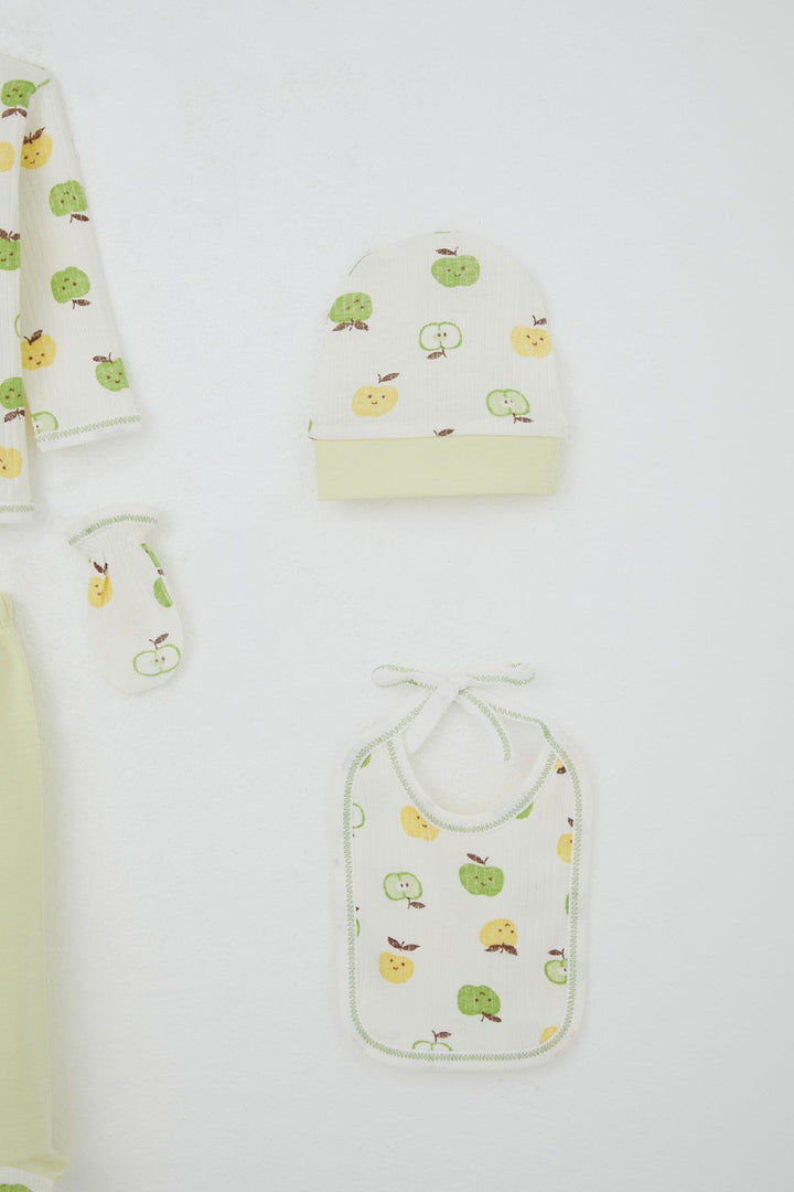 BRE Breeze Baby Boy Hospital Outfit 5 Piece Cute Little Apple Patterned 0-3 Months, Ecru - Melchor Ocampo