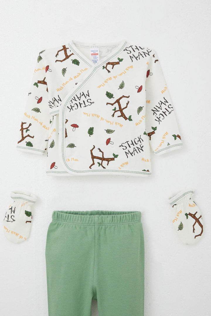 BRE Breeze Baby Boy Hospital Outfit 5 Piece Tree Man Patterned 0-3 Months, White - San Fernando