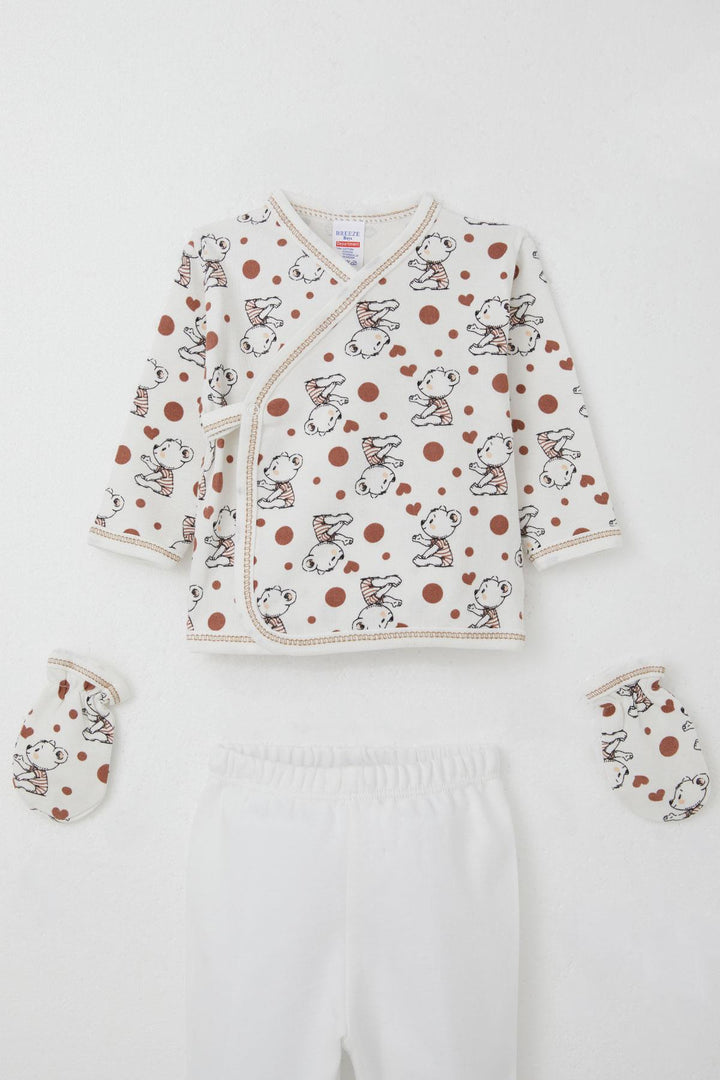BRE Breeze Baby Boy Hospital Outfit 5 Piece Cute Baby Bear Patterned 0-3 Months, White - Fayetteville