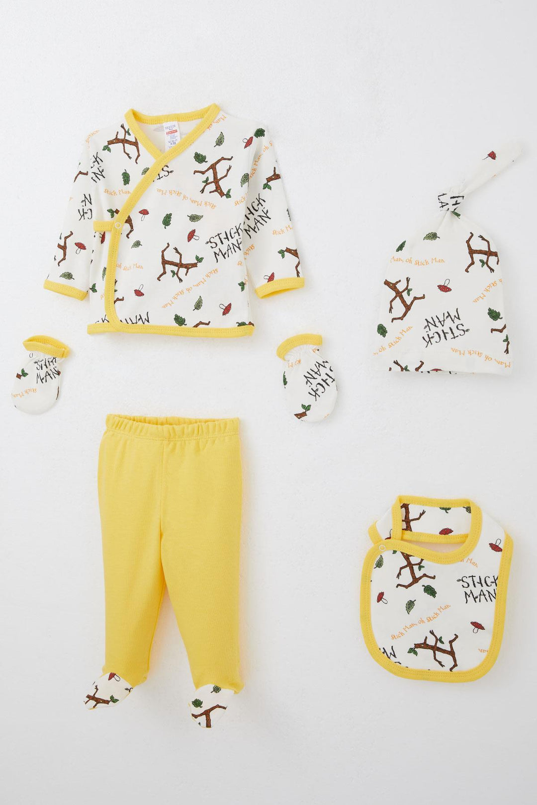 BRE Breeze Baby Boy Hospital Outfit 5 Piece Tree Man Patterned 0-3 Months, White - Danville