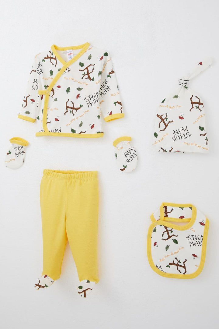 BRE Breeze Baby Boy Hospital Outfit 5 Piece Tree Man Patterned 0-3 Months, White - Danville