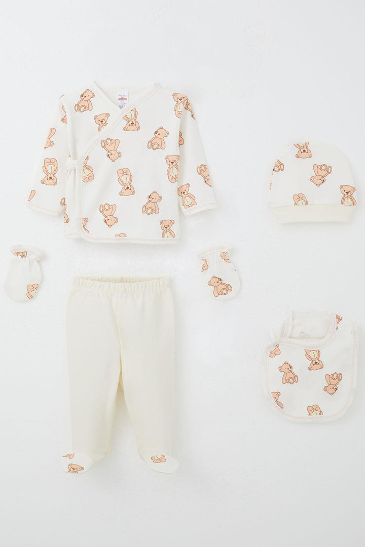 BRE Breeze Baby Boy Hospital Outfit 5-Piece Toy Bear Patterned 0-3 Months, White - Valle de Bravo