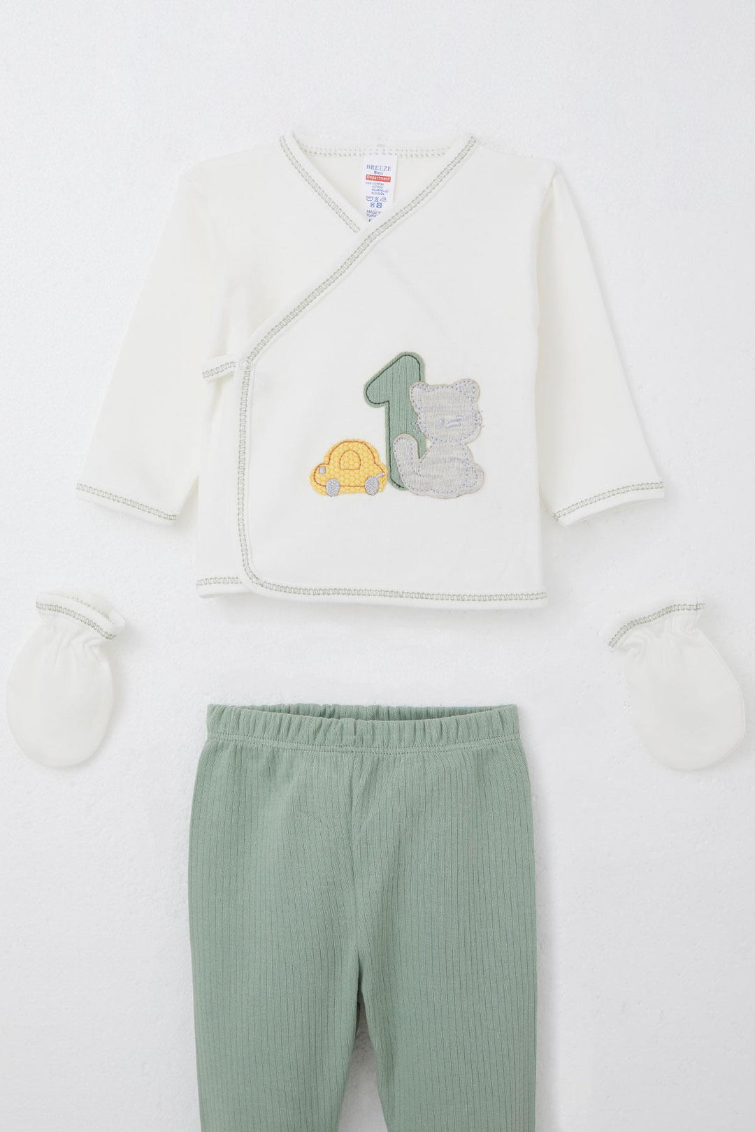 BRE Breeze Baby Boy Hospital Exit 5-Piece Patin Car Adventure 0-3 Months, Ecru - Greenacres