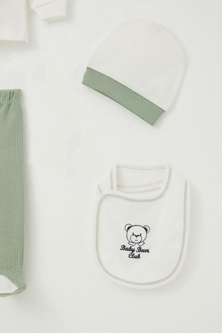 BRE Breeze Baby Boy Hospital Outfit 5 قطع سترة ربطة عنق ثابتة 0-3 أشهر، أخضر نعناعي - Coyula
