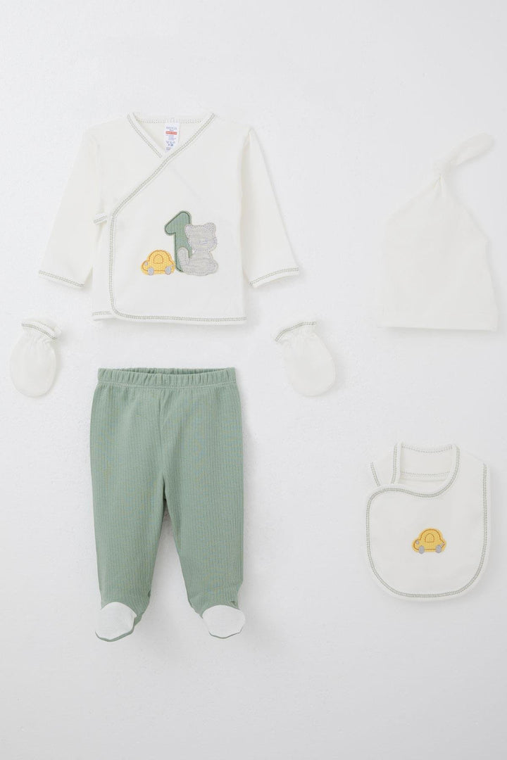 BRE Breeze Baby Boy Hospital Exit 5-Piece Patin Car Adventure 0-3 Months, Ecru - Greenacres