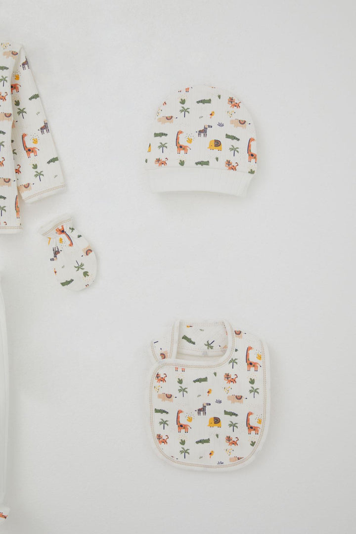 BRE Breeze Baby Boy Hospital Outfit 5 Piece Baby Zoo 0-3 Months, Ecru - Botoşani