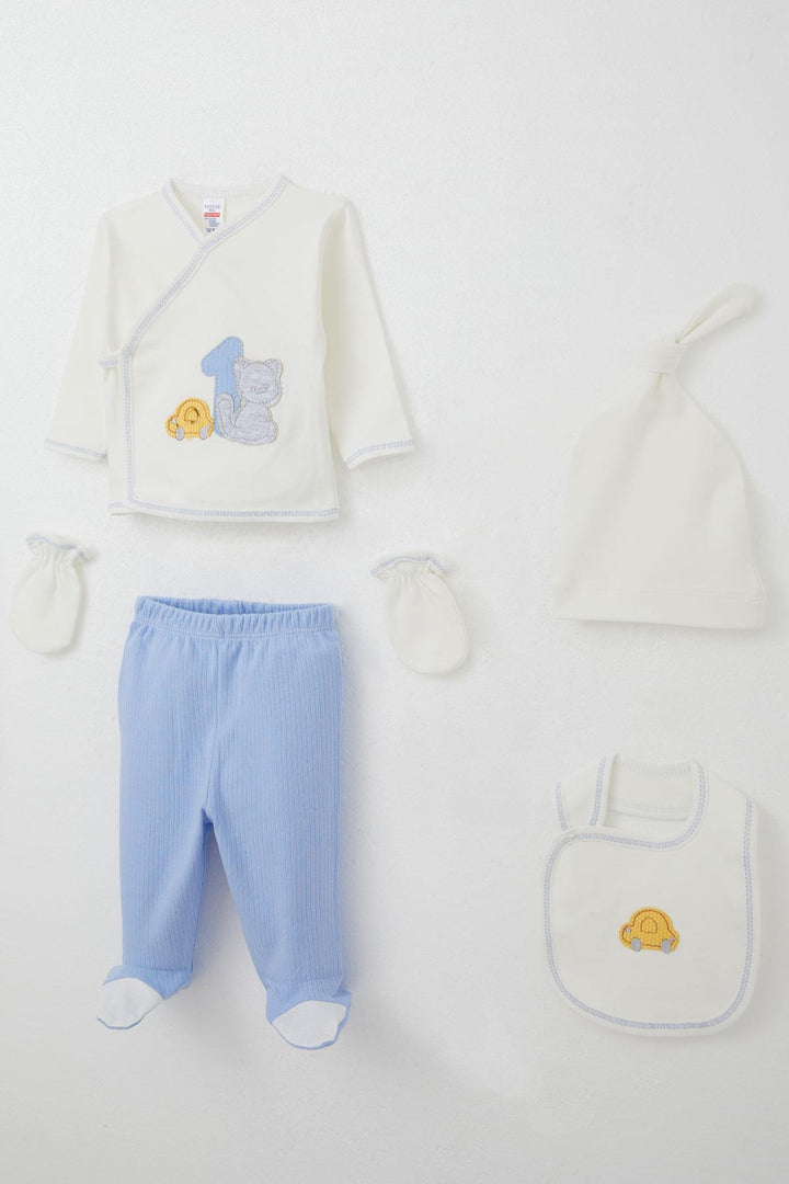 BRE Breeze Baby Boy Hospital Exit 5-Piece Patin Car Adventure 0-3 Months, White - Castelo Branco
