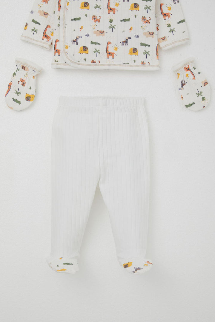 BRE Breeze Baby Boy Hospital Outfit 5 Piece Baby Zoo 0-3 Months, Ecru - Botoşani