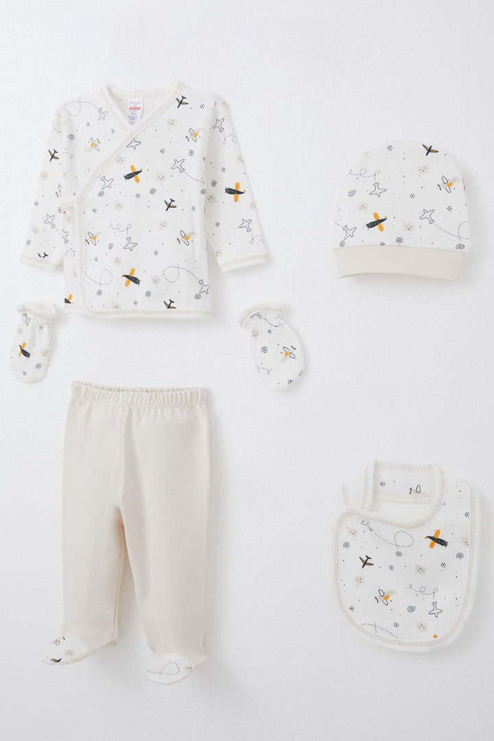 BRE Breeze Baby Boy Hospital Outfit 5 Piece Sky Explorer 0-3 Months, Ecru - Leduc