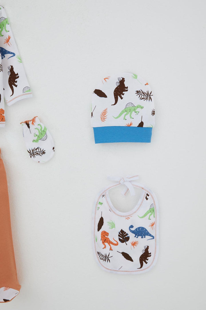 BRE Breeze Baby Boy Hospital Outfit 5 Piece Dinosaur Kingdom 0-3 Months, White - Lamía