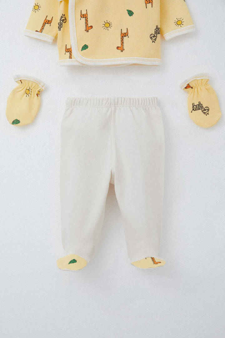 BRE Breeze Baby Boy Hospital Outfit 5-Piece Mini Safari Themed Animal Patterned, 0-3 Months, Yellow - Ourense