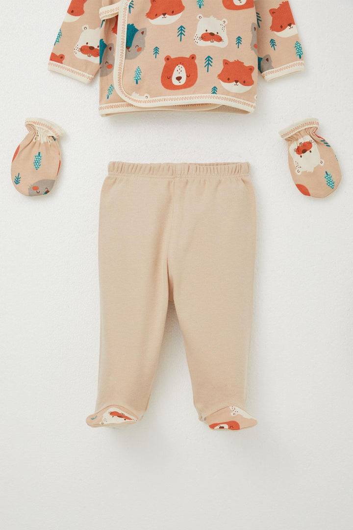BRE Breeze Baby Boy Hospital Outfit 5-Piece Cute Animals Patterned 0-3 Months, Light Brown - Villeneuve-Saint-Georges