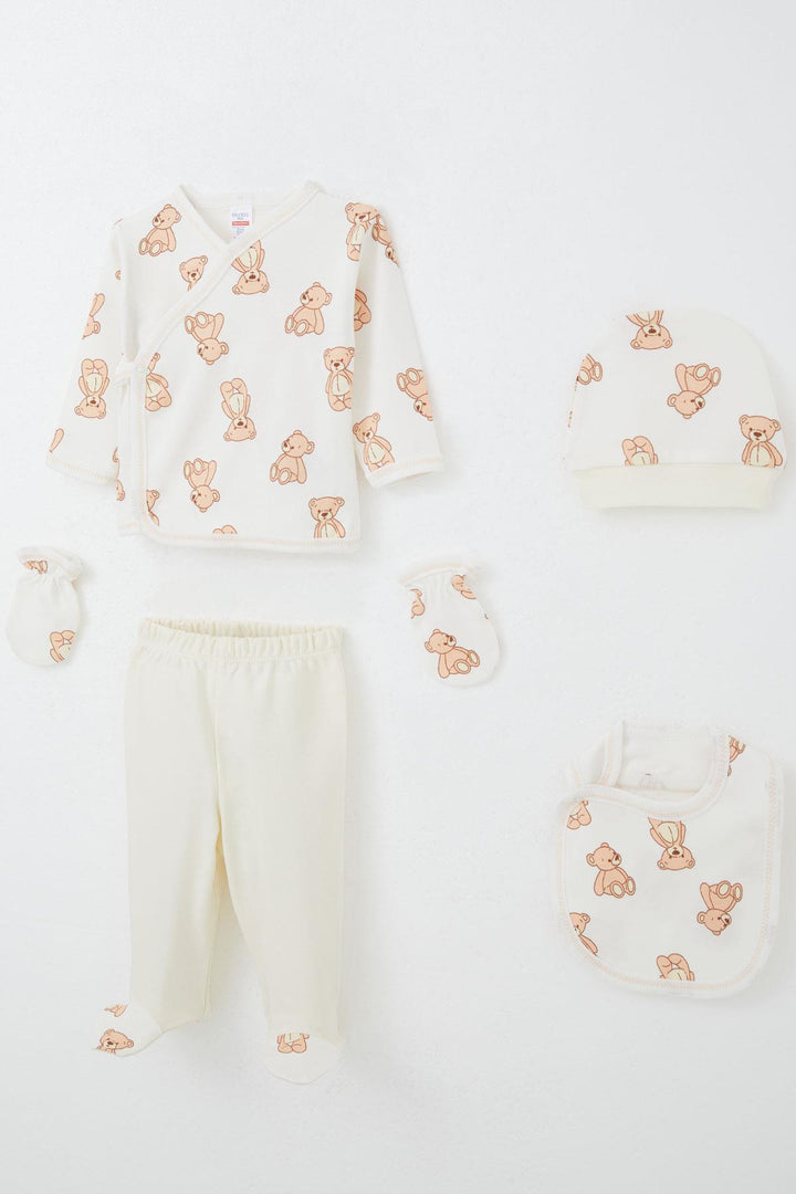BRE Breeze Baby Boy Hospital Outfit 5-Piece Toy Bear Patterned 0-3 Months, White - Valle de Bravo