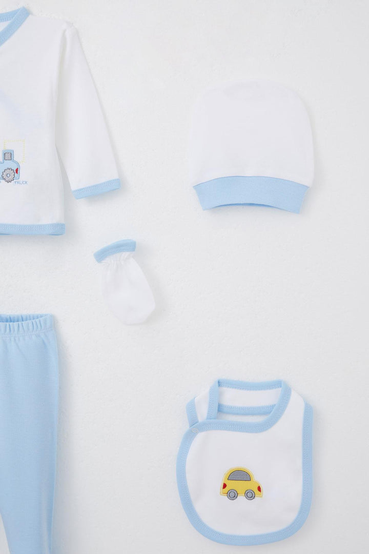BRE Breeze Baby Boy Hospital Outfit 5 Piece Cute Little Car Rescuer 0-3 Months, Ecru - Schaumburg