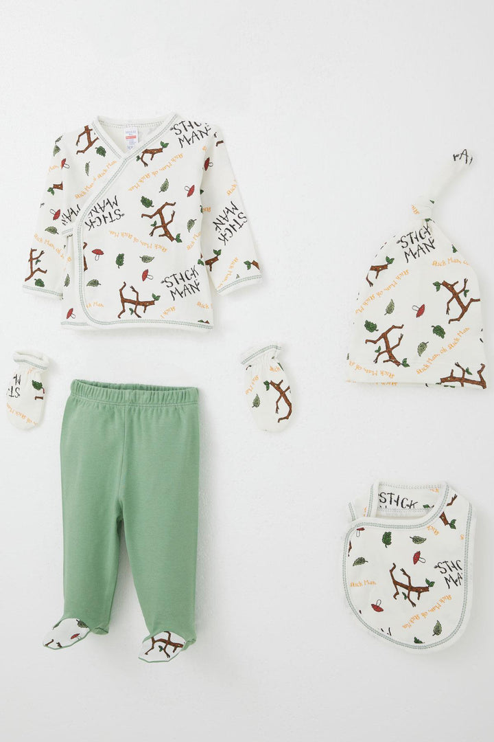 BRE Breeze Baby Boy Hospital Outfit 5 Piece Tree Man Patterned 0-3 Months, White - San Fernando