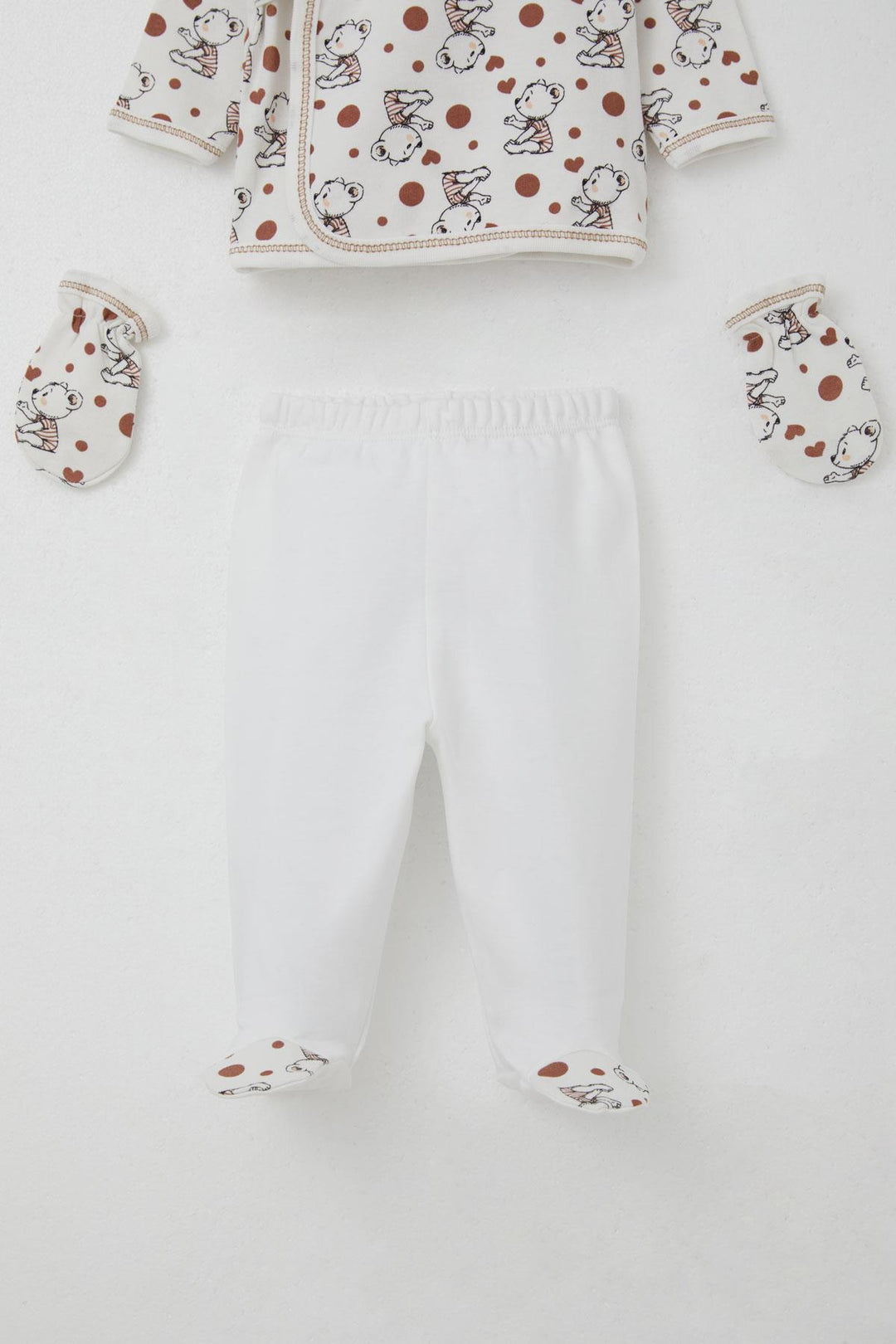 BRE Breeze Baby Boy Hospital Outfit 5 Piece Cute Baby Bear Patterned 0-3 Months, White - Fayetteville