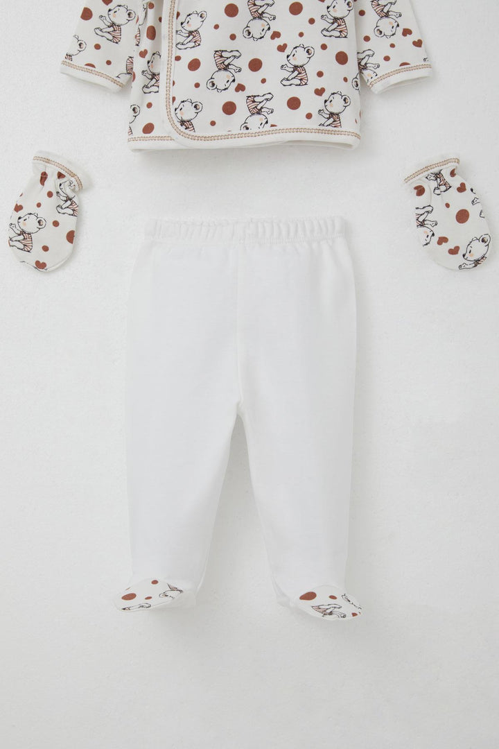 BRE Breeze Baby Boy Hospital Outfit 5 Piece Cute Baby Bear Patterned 0-3 Months, White - Fayetteville