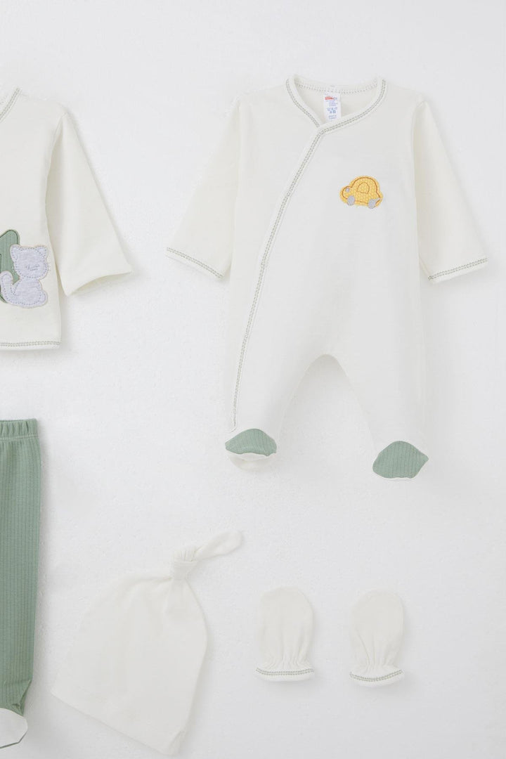 BRE Breeze Baby Boy Hospital Exit 8 Piece Patin Car Adventure 0-3 Months, Ecru - Flower Mound
