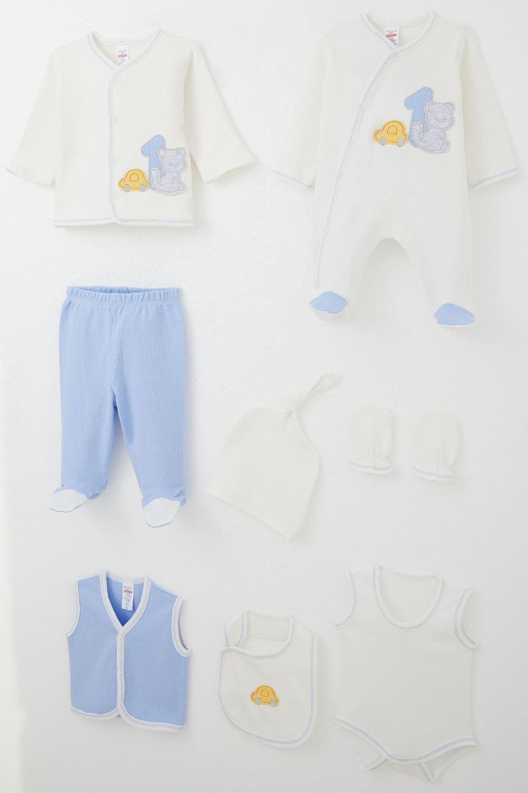 BRE Breeze Baby Boy Hospital Exit 8 Piece Patin Car Adventure 0-3 Months, White - Middletown