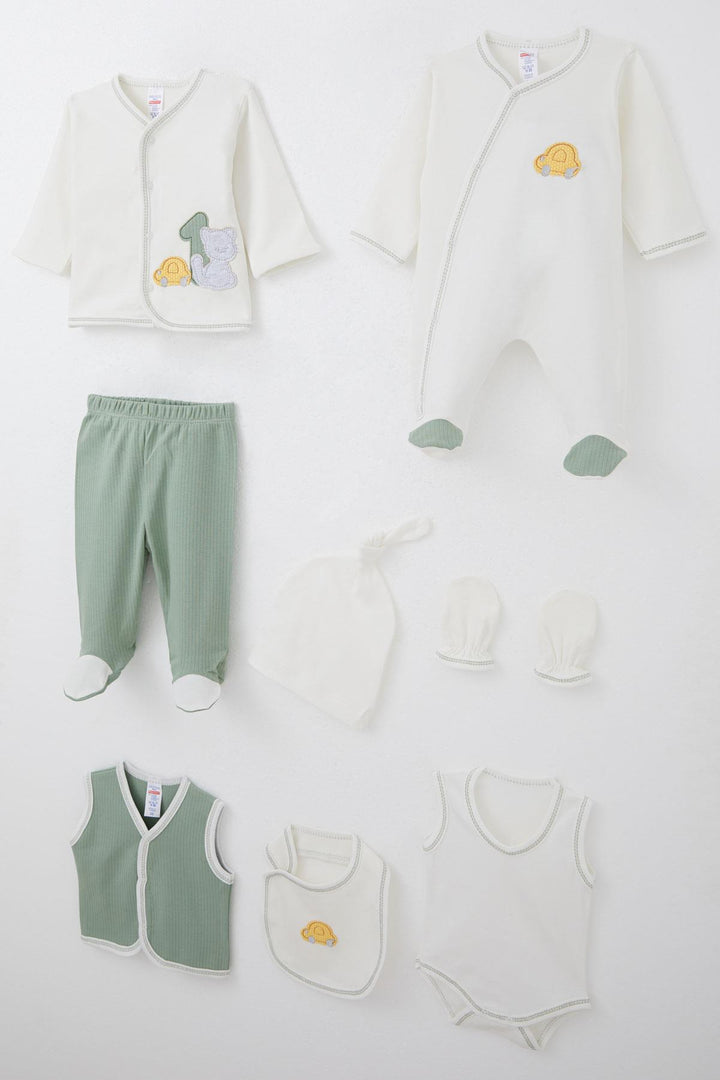 BRE Breeze Baby Boy Hospital Exit 8 Piece Patin Car Adventure 0-3 Months, Ecru - Flower Mound