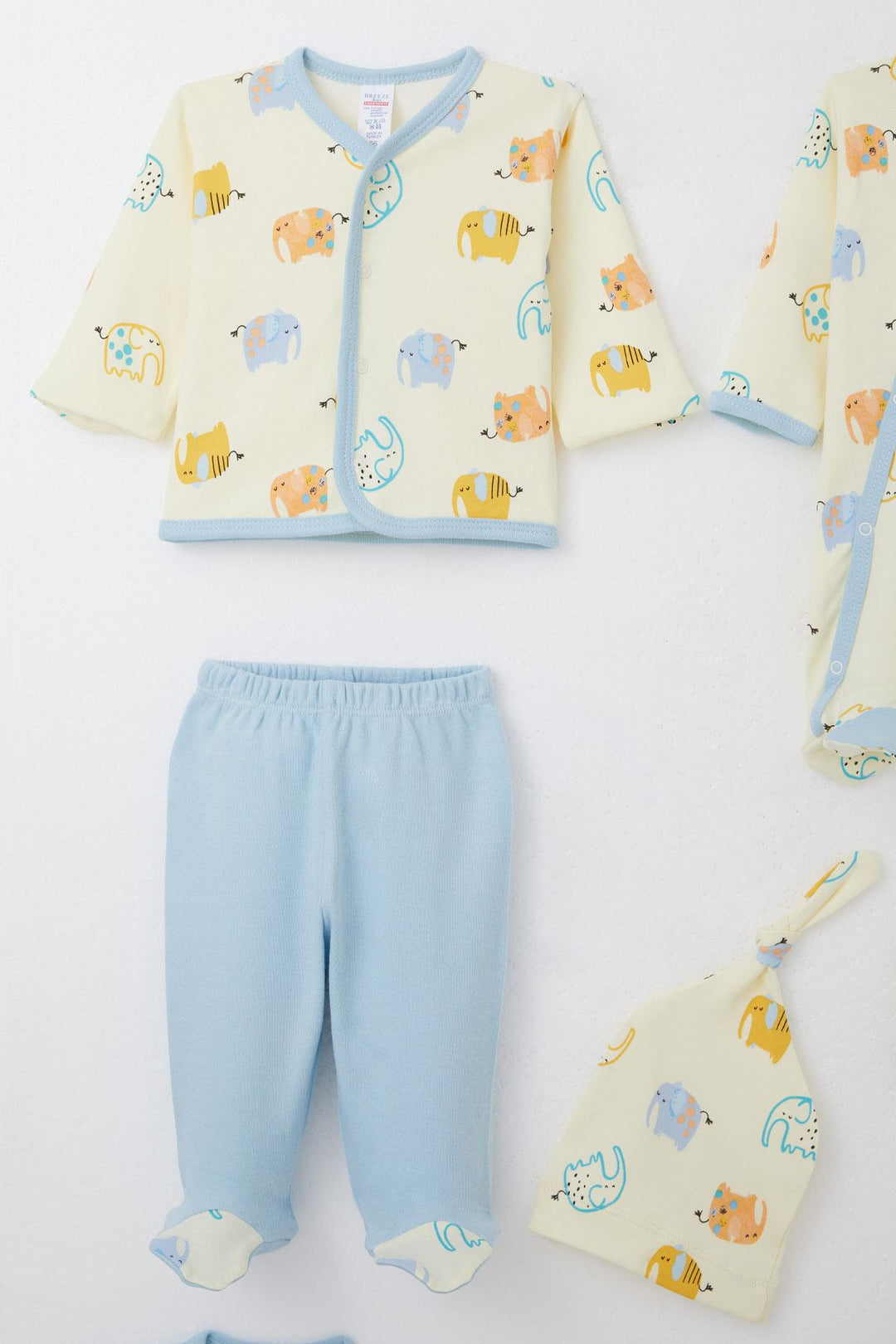 BRE Breeze Baby Boy Hospital Outfit 8 Piece Cute Elephant Patterned 0-3 Months, Yellow - Pátra