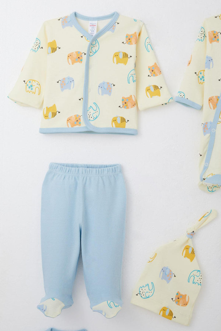 BRE Breeze Baby Boy Hospital Outfit 8 Piece Cute Elephant Patterned 0-3 Months, Yellow - Pátra