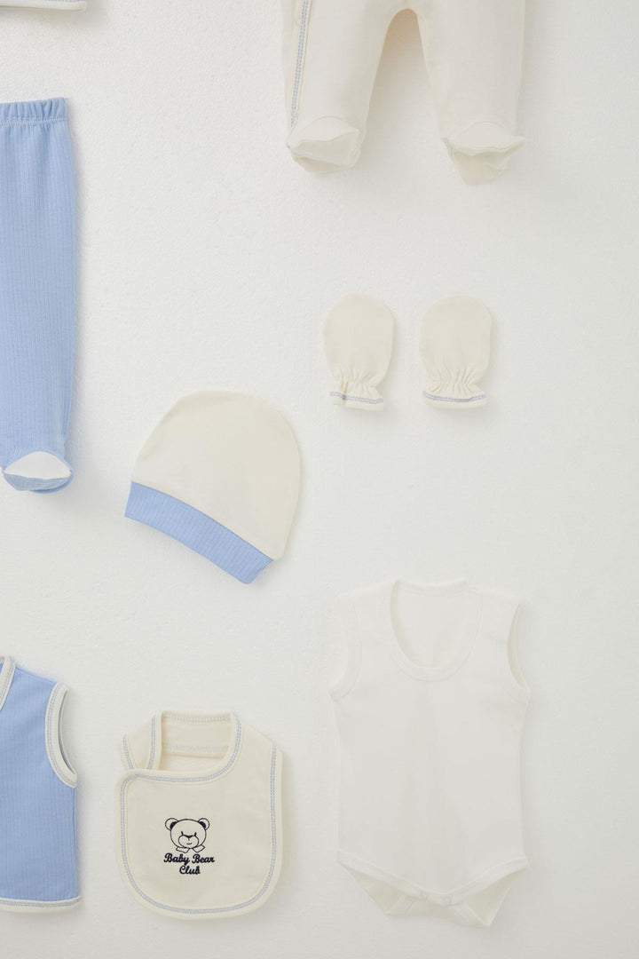 BRE Breeze Baby Boy Hospital Outfit 8 قطع سترة ربطة عنق ثابتة 0-3 أشهر، إكرو - أنزيو