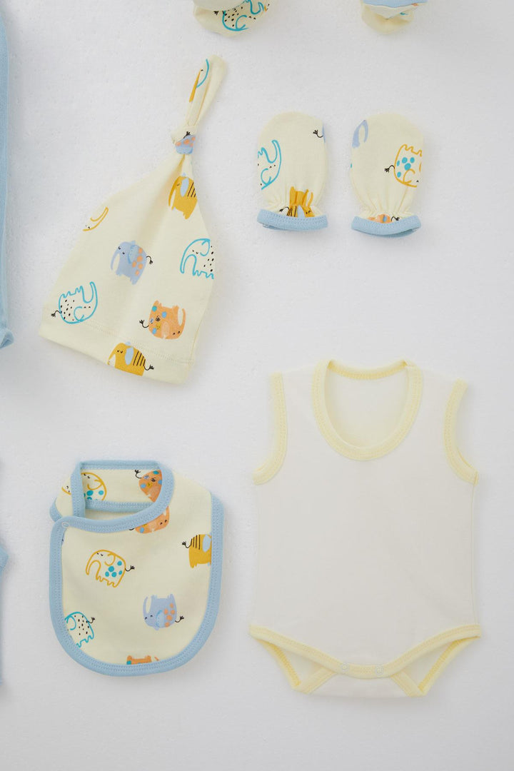 BRE Breeze Baby Boy Hospital Outfit 8 Piece Cute Elephant Patterned 0-3 Months, Yellow - Pátra