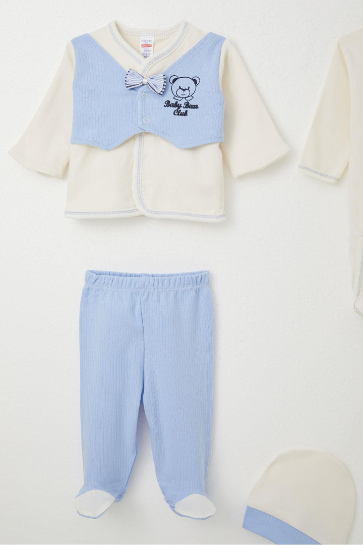 BRE Breeze Baby Boy Hospital Outfit 8 قطع سترة ربطة عنق ثابتة 0-3 أشهر، إكرو - أنزيو