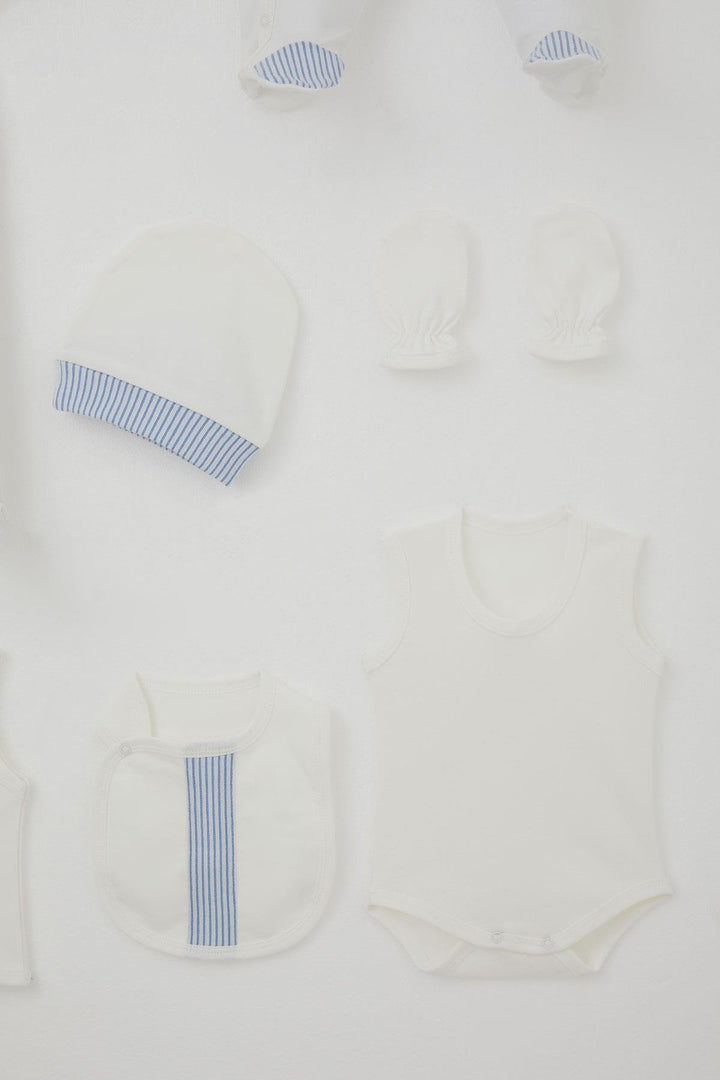 BRE Breeze Erkek Bebek Hastane Çıkışı 8 Li Sabit Papyonlu Yelekli 0-3 Ay, Ekru - Noordwijk