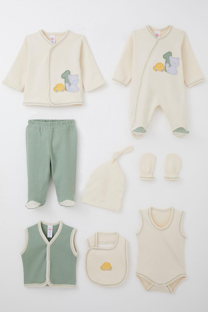 BRE Breeze Baby Boy Hospital Exit 8 Piece Skating Car Adventure 0-3 Months, Cream - Newton